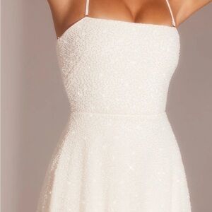 Oh Polly White Sequin Backless Dress